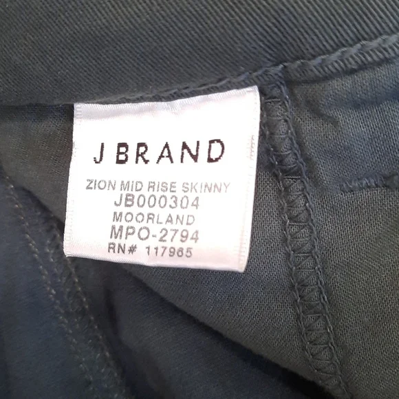 J Brand Forrest Green Velvet Flat Front Button Skinny Pants - Picture 6 of 6